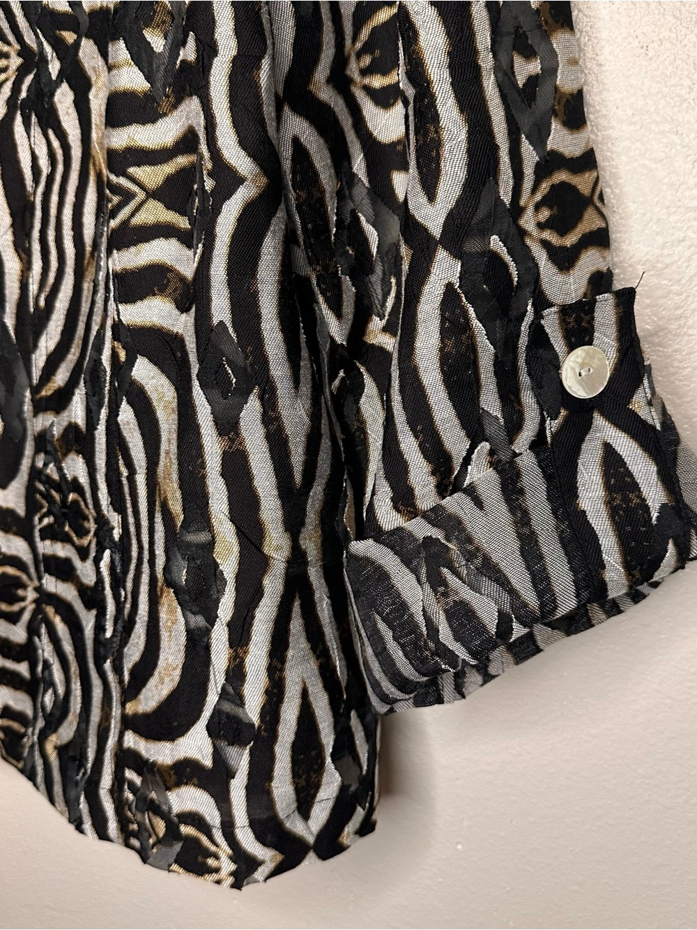 Ruby Rd. Black & Cream Patterned Sheer Jacket - Picture 4 of 7